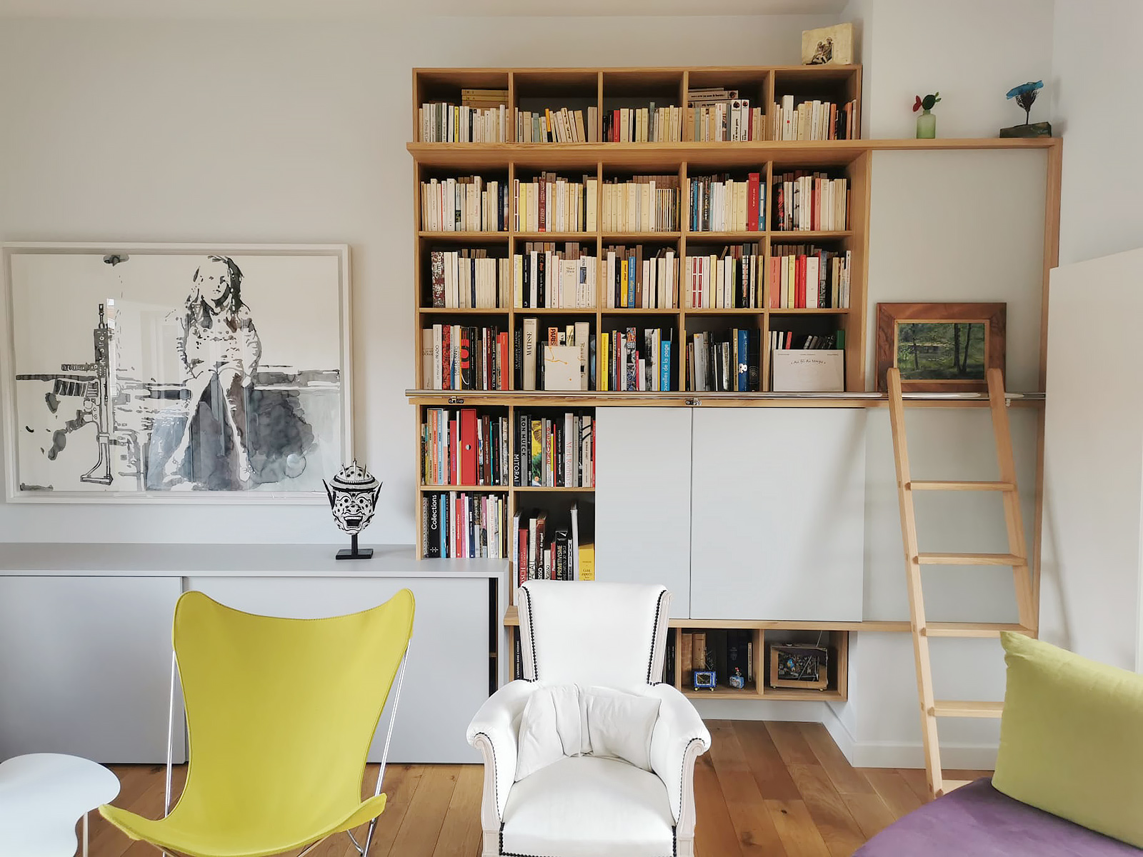 Rangement meuble bibliothèque- Final vue de FACE